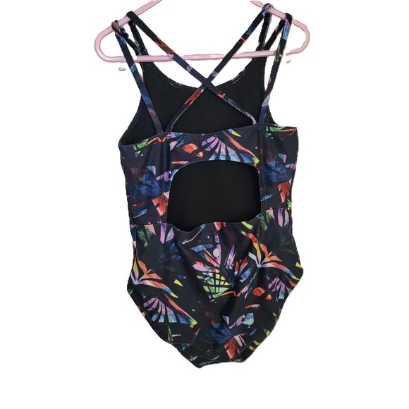 Zella One Piece Swim Cut Out Back Criss Cross Straps Multicolors Size 10 - Picture 2 of 8